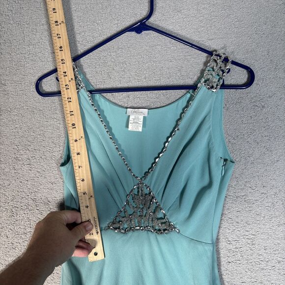 Vintage Colette Dinnigan Dress Womens XS Silk Metallic Glass Romantic Fairy Y2K - Picture 10 of 15